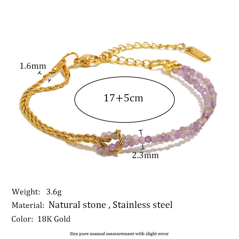 Olivenorma Adjustable Extender Dual-Layer Chain Beaded Bracelet - Amethyst - image 4