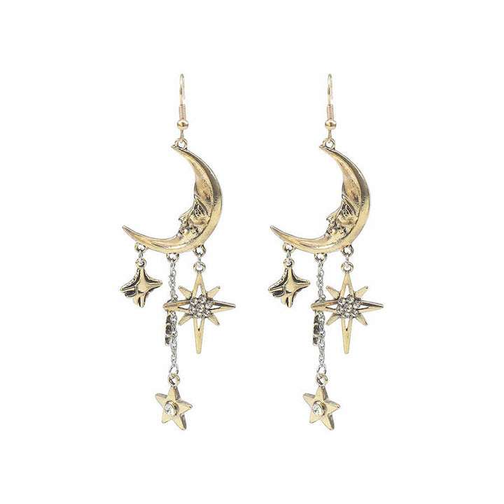 Olivenorma Boho Sun Face Celestial Star Moon Dangle Earrings - Moon & Star - image 6