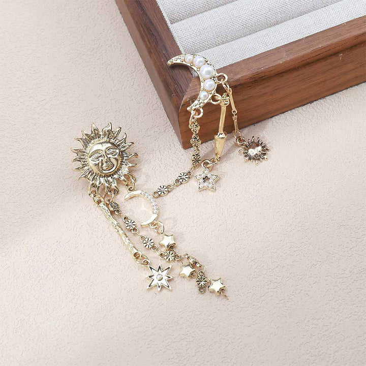 Olivenorma Boho Sun Face Celestial Star Moon Dangle Earrings - image 4