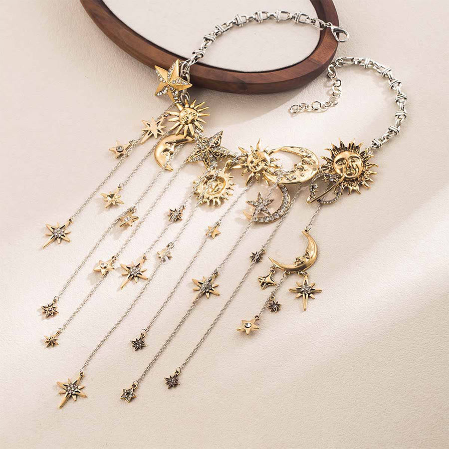 Olivenorma Boho Sun Face Celestial Star Moon Dangle Earrings - image 17