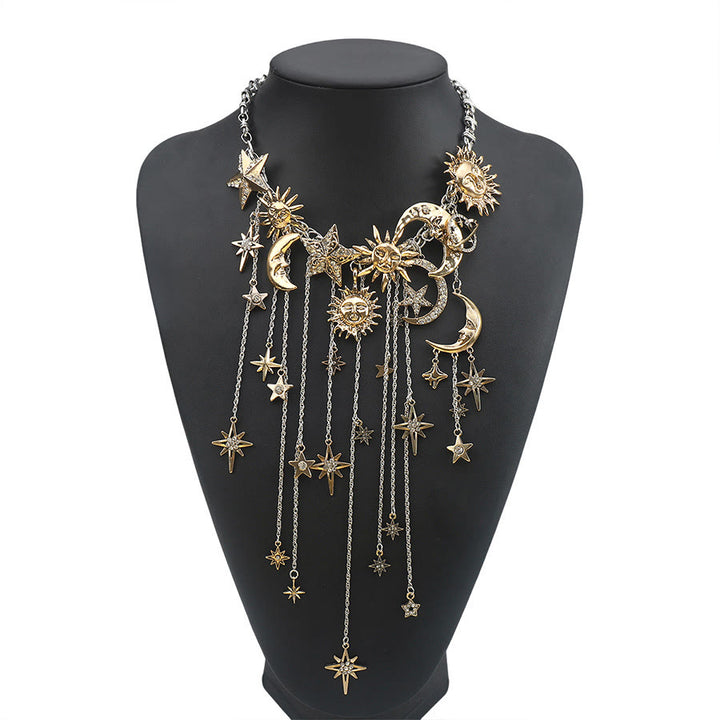 Olivenorma Boho Sun Face Celestial Star Moon Dangle Earrings - Necklace - image 13