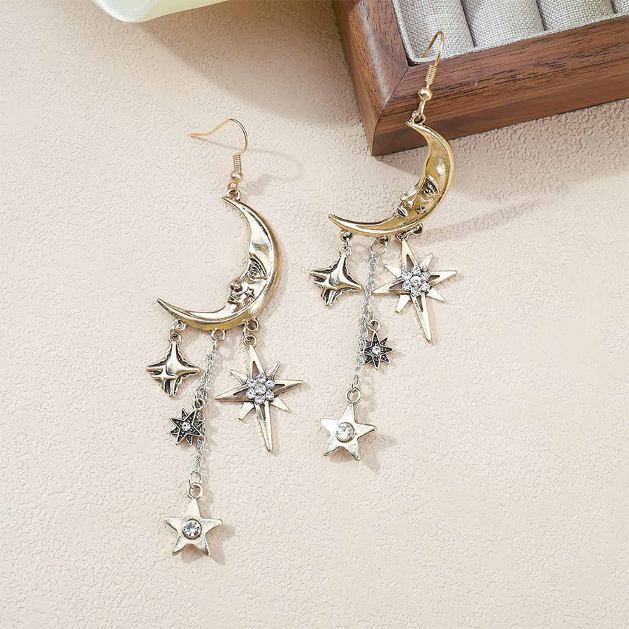 Olivenorma Boho Sun Face Celestial Star Moon Dangle Earrings - image 10
