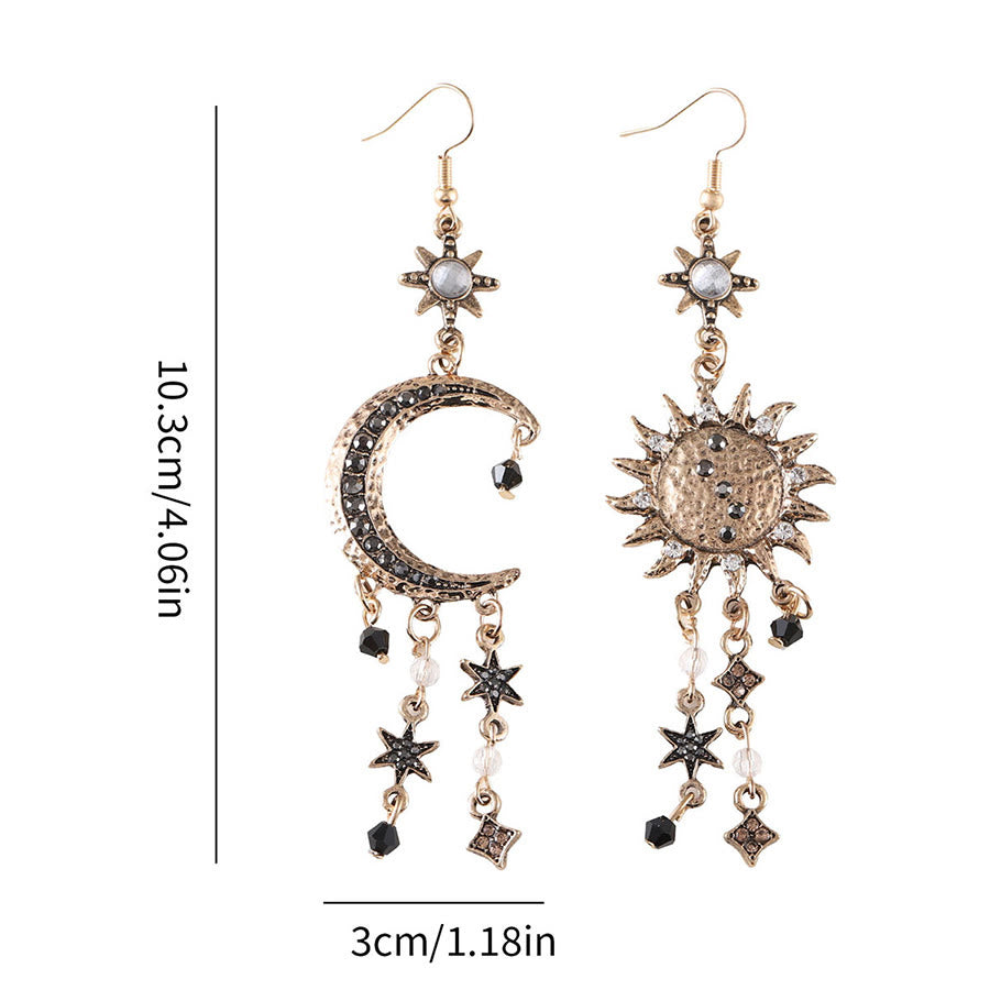 Olivenorma Bohemian Vintage Celestial Sun Moon Star Statement Dangle Earrings - image 4
