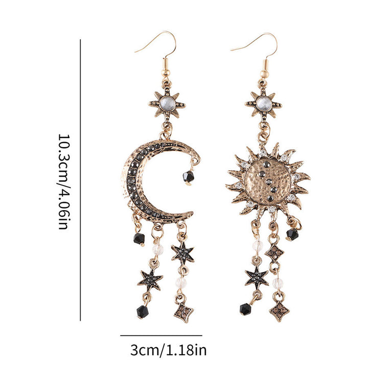 Olivenorma Bohemian Vintage Celestial Sun Moon Star Statement Dangle Earrings - image 4
