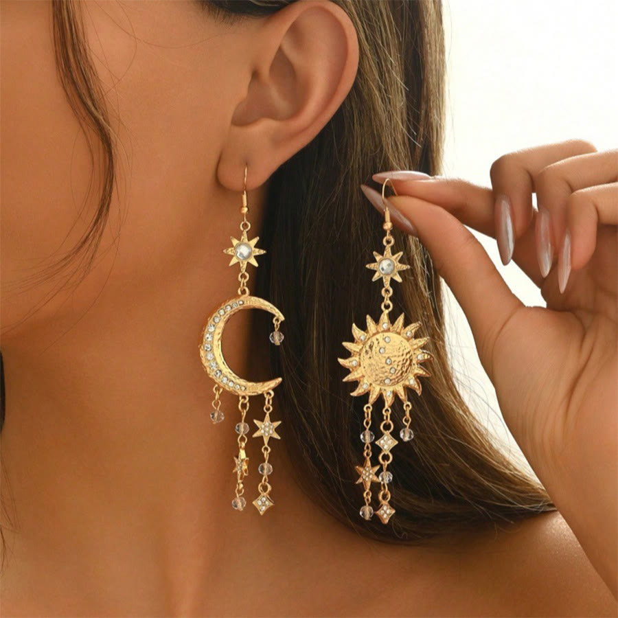 FREE Today: Retro Sun Moon and Stars Celestial Boho Earrings - Gold - image 5