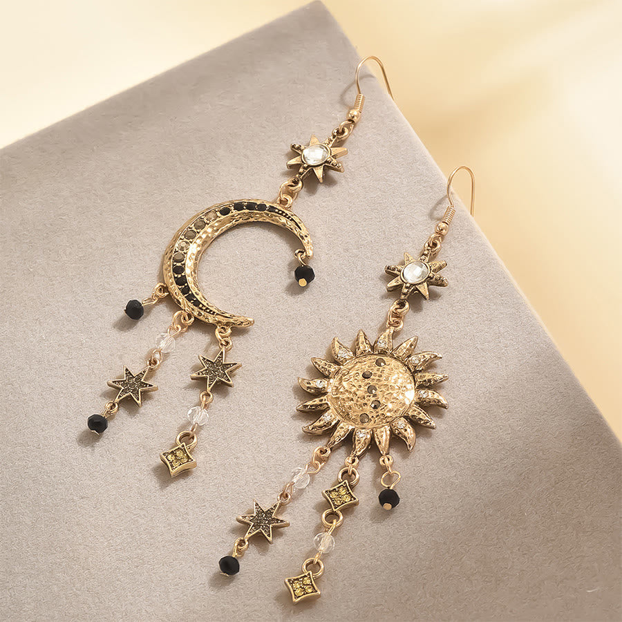Olivenorma Bohemian Vintage Celestial Sun Moon Star Statement Dangle Earrings - image 6
