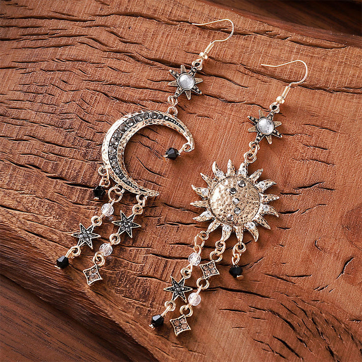 Olivenorma Bohemian Vintage Celestial Sun Moon Star Statement Dangle Earrings - image 3