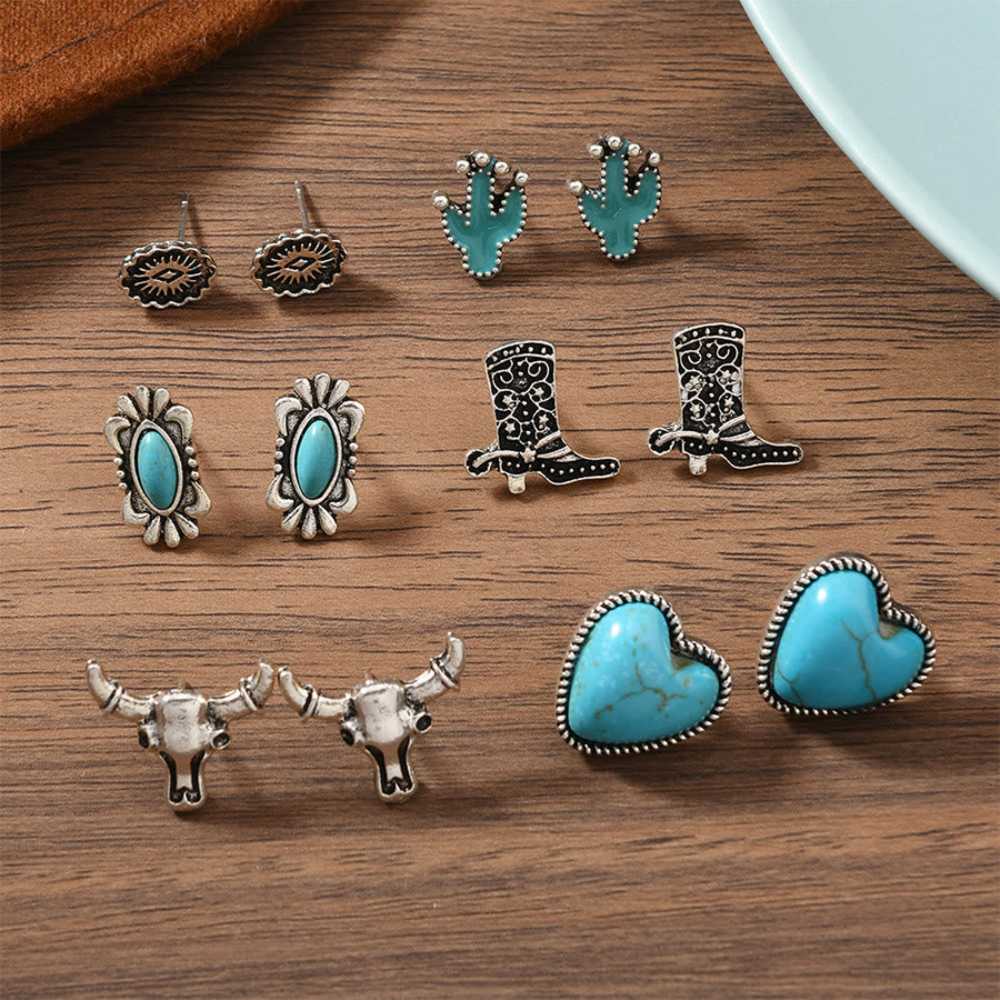 Olivenorma Bohemian Southwestern Multi-Motif Stackable Stud Earrings - image 2