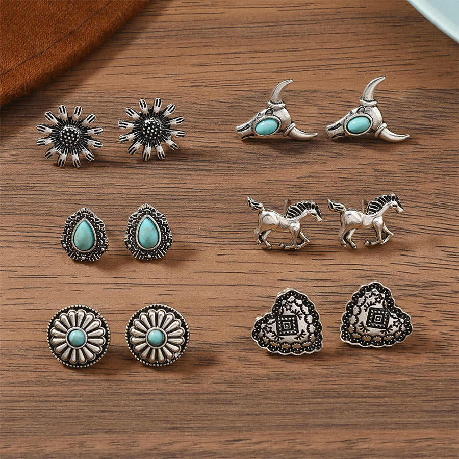 Olivenorma Bohemian Southwestern Multi-Motif Stackable Stud Earrings - image 9