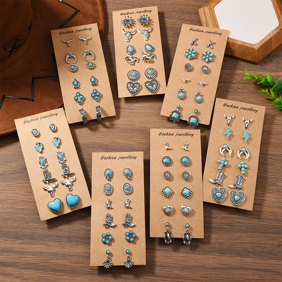 Olivenorma Bohemian Southwestern Multi-Motif Stackable Stud Earrings - image 26