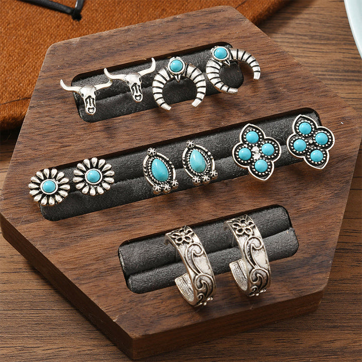 Olivenorma Bohemian Southwestern Multi-Motif Stackable Stud Earrings - Hoop & Cluster - image 18