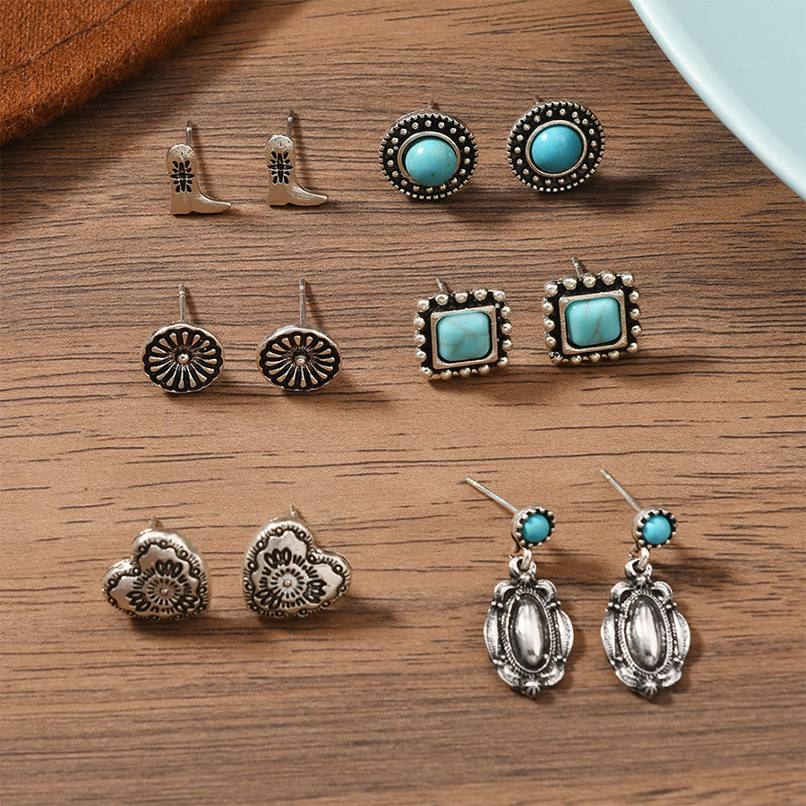 Olivenorma Bohemian Southwestern Multi-Motif Stackable Stud Earrings - image 13