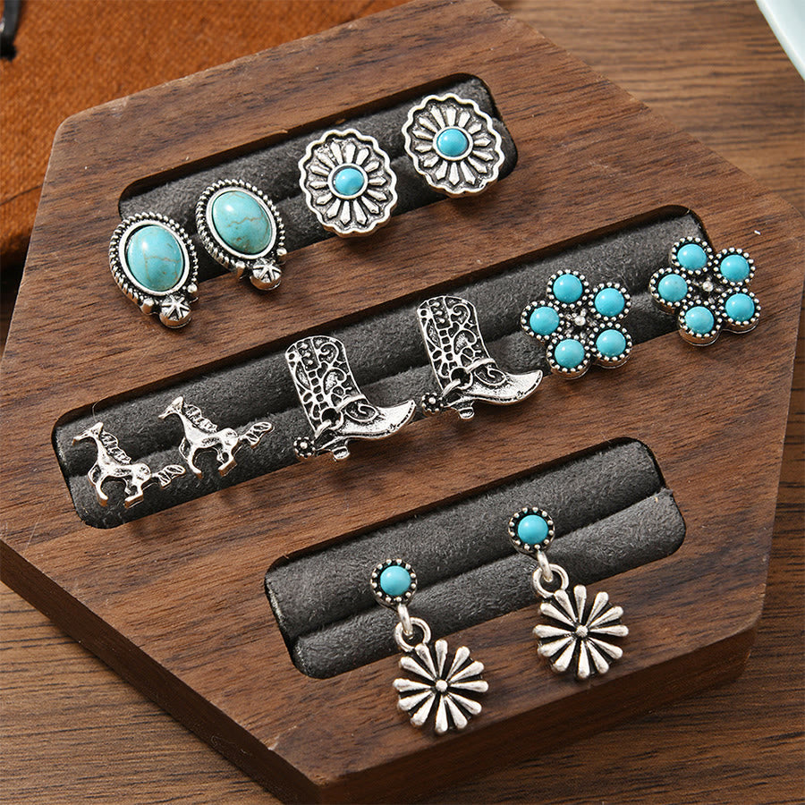 Olivenorma Bohemian Southwestern Multi-Motif Stackable Stud Earrings - Boot & Daisy - image 15