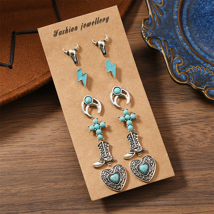 Olivenorma Bohemian Southwestern Multi-Motif Stackable Stud Earrings - image 23