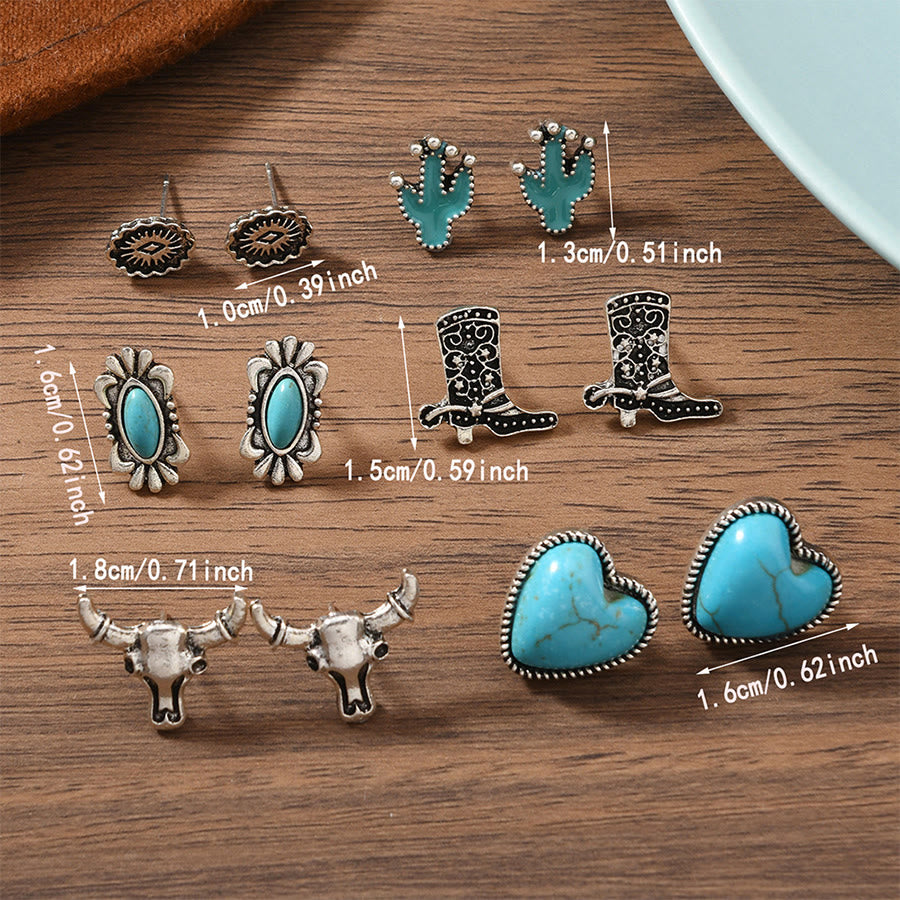 Olivenorma Bohemian Southwestern Multi-Motif Stackable Stud Earrings - image 3