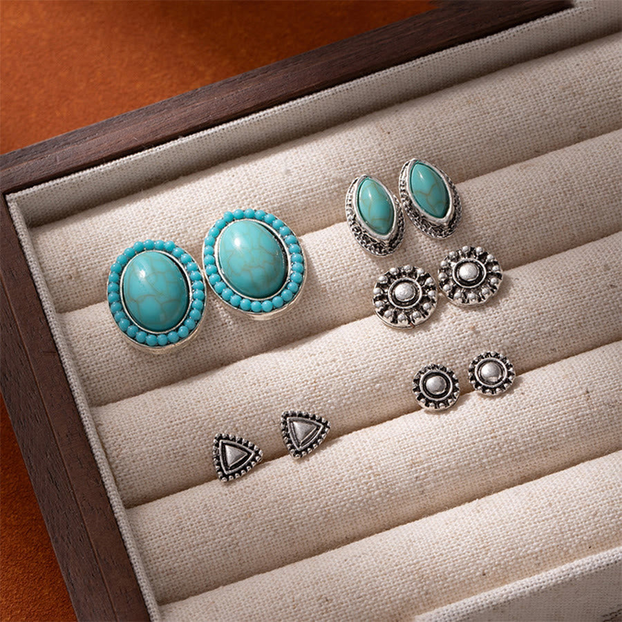 Olivenorma Western Boho Floral & Cowboy Inspired Multi-Design Earrings - Flower & Turquoise - image 4