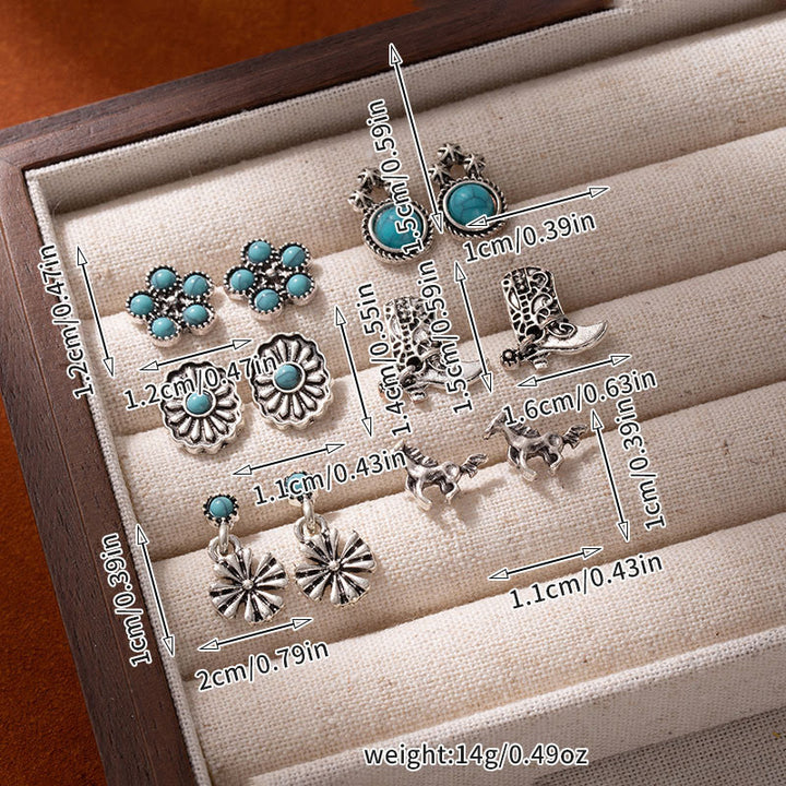 Olivenorma Western Boho Floral & Cowboy Inspired Multi-Design Earrings - image 1
