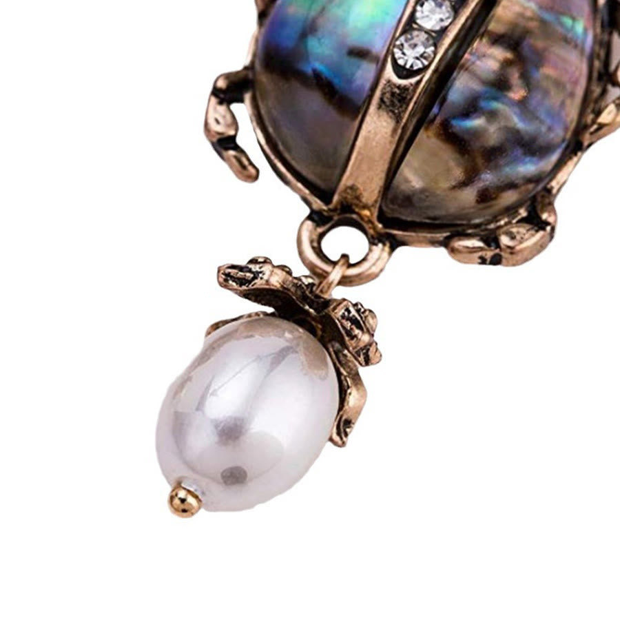Olivenorma Vintage Star & Beetle Pearl Drop Statement Earrings - image 5