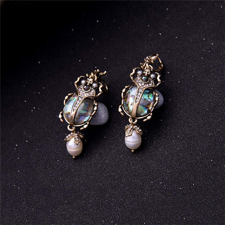 Olivenorma Vintage Star & Beetle Pearl Drop Statement Earrings - image 6