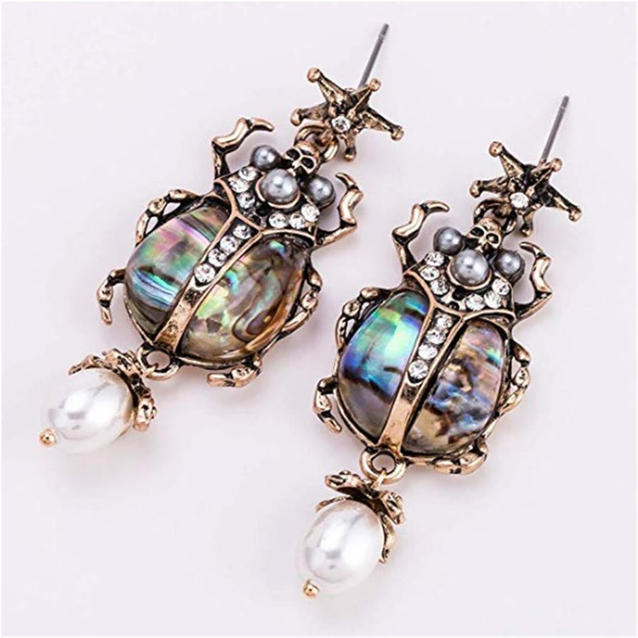 Olivenorma Vintage Star & Beetle Pearl Drop Statement Earrings - image 2
