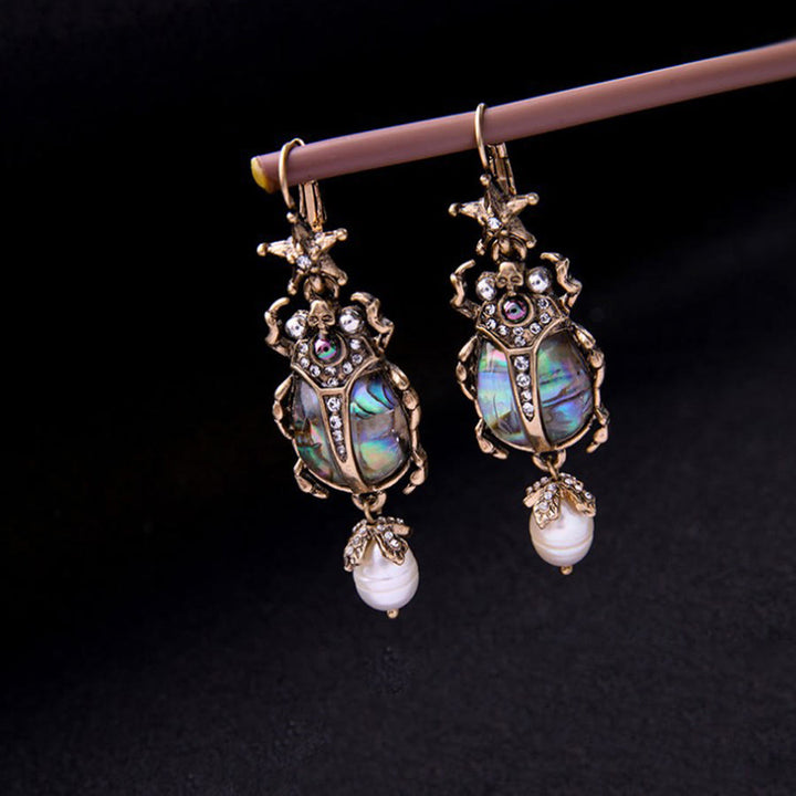 Olivenorma Vintage Star & Beetle Pearl Drop Statement Earrings - image 3