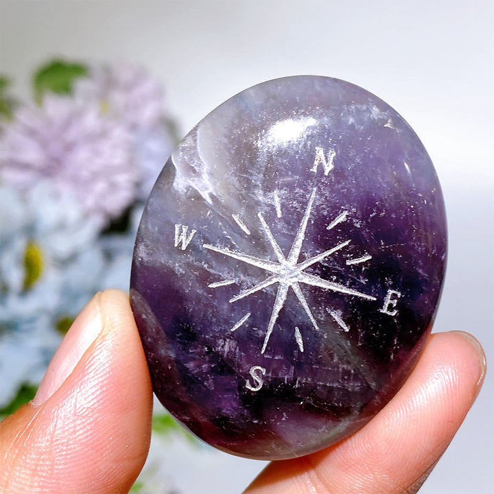 Olivenorma Natural Gemstone Compass Engraved Calming Worry Stone - image 6