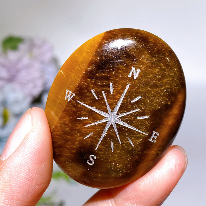 Olivenorma Natural Gemstone Compass Engraved Calming Worry Stone - image 3