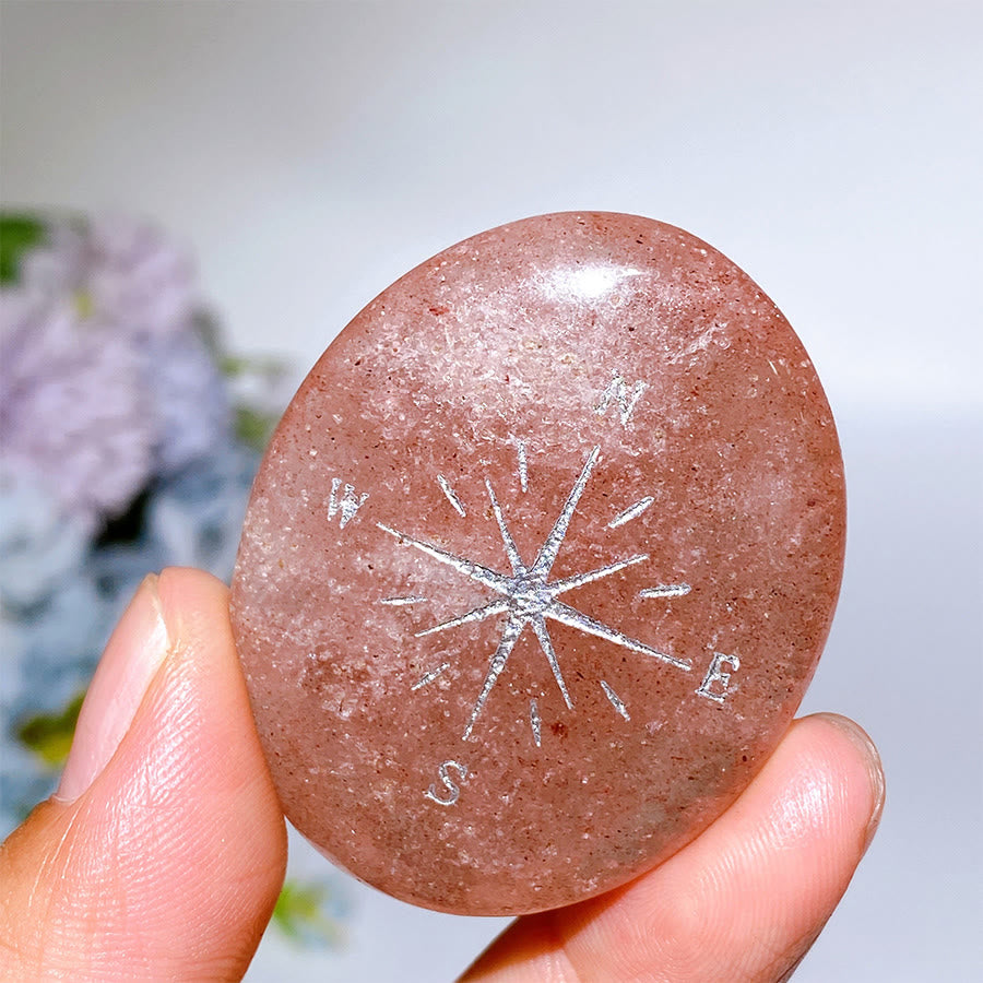 Olivenorma Natural Gemstone Compass Engraved Calming Worry Stone - image 9