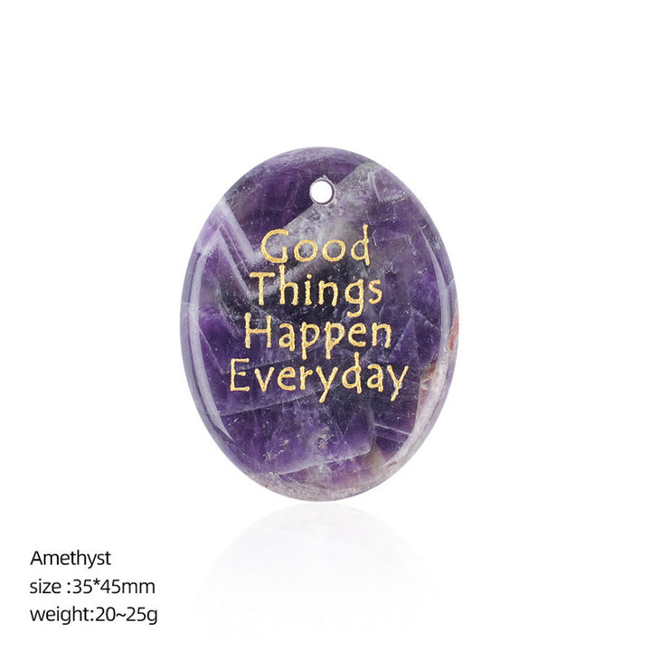 Olivenorma "Good Things Happen Everyday" Positive Quote Natural Gemstone Worry Stone - Amethyst - image 4