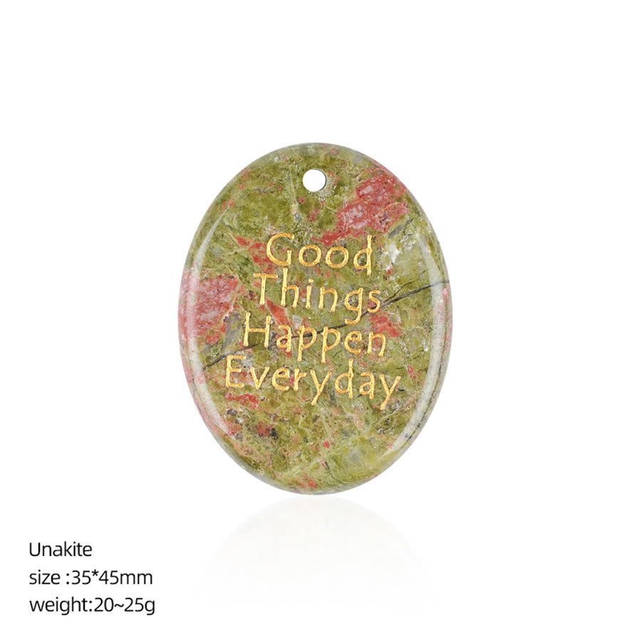 Olivenorma "Good Things Happen Everyday" Positive Quote Natural Gemstone Worry Stone - Unakite - image 19