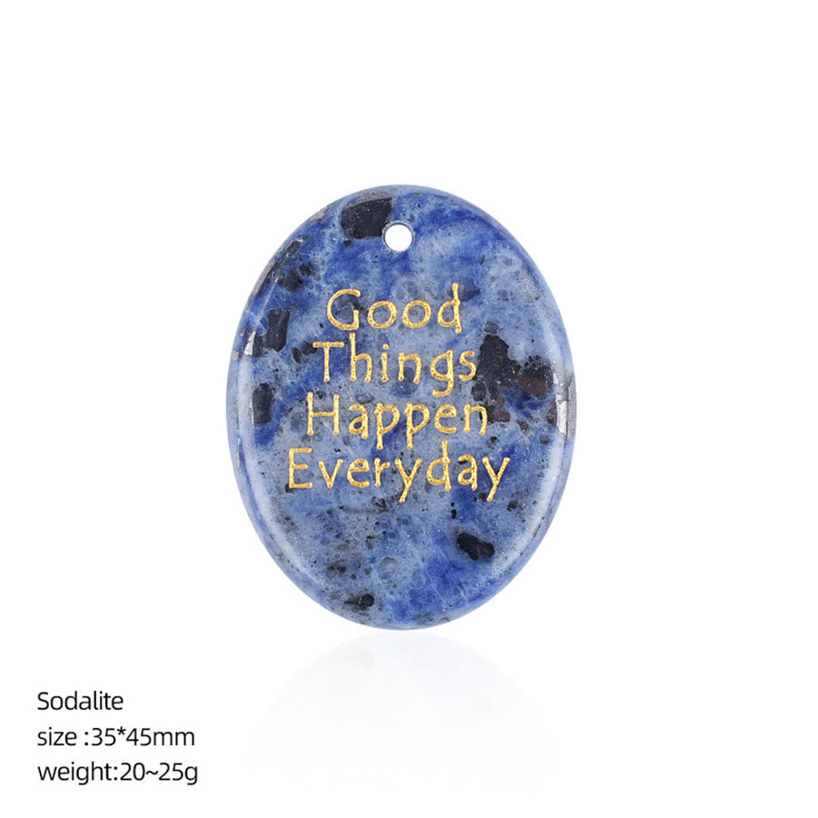 Olivenorma "Good Things Happen Everyday" Positive Quote Natural Gemstone Worry Stone - Sodalite - image 24