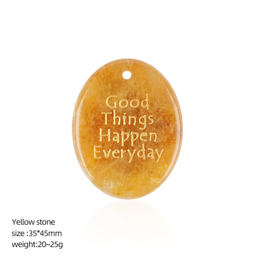 Olivenorma "Good Things Happen Everyday" Positive Quote Natural Gemstone Worry Stone - Yellow Jade - image 30