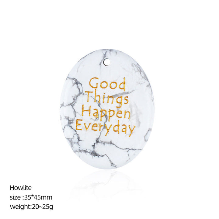 Olivenorma "Good Things Happen Everyday" Positive Quote Natural Gemstone Worry Stone - Howlite - image 28