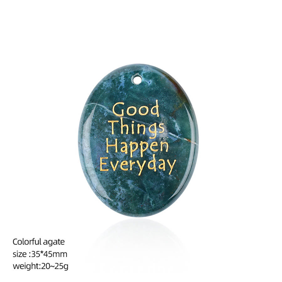 Olivenorma "Good Things Happen Everyday" Positive Quote Natural Gemstone Worry Stone - Colorful Agate - image 23