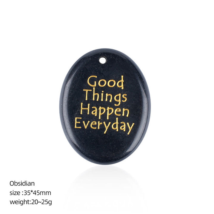Olivenorma "Good Things Happen Everyday" Positive Quote Natural Gemstone Worry Stone - Obsidian - image 17