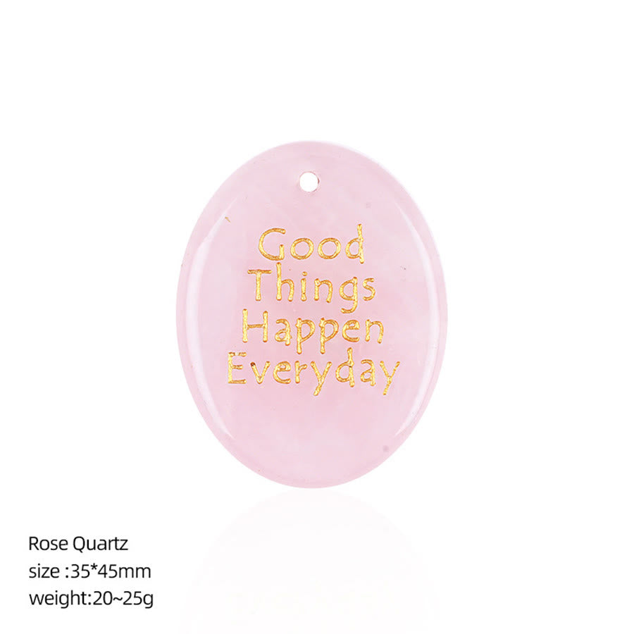 Olivenorma "Good Things Happen Everyday" Positive Quote Natural Gemstone Worry Stone - Rose Quartz - image 15