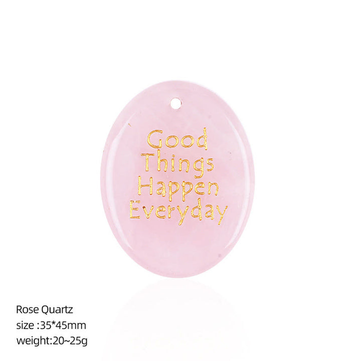 Olivenorma "Good Things Happen Everyday" Positive Quote Natural Gemstone Worry Stone - Rose Quartz - image 15