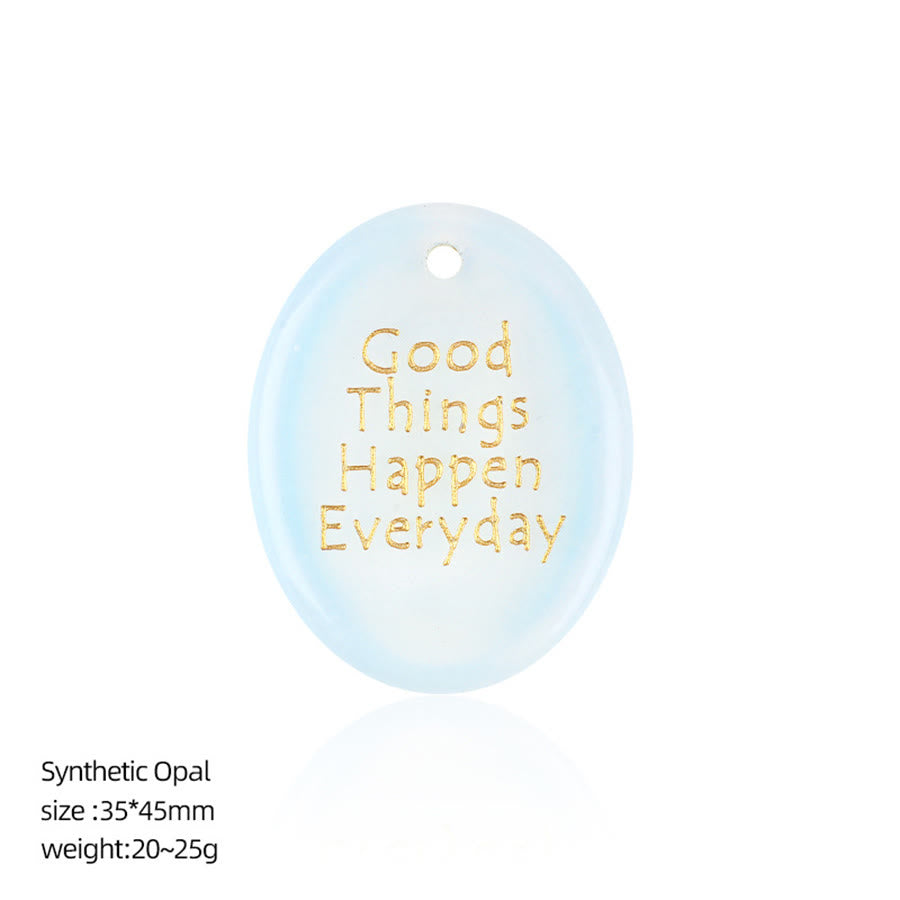 Olivenorma "Good Things Happen Everyday" Positive Quote Natural Gemstone Worry Stone - Synthetic Opal - image 35