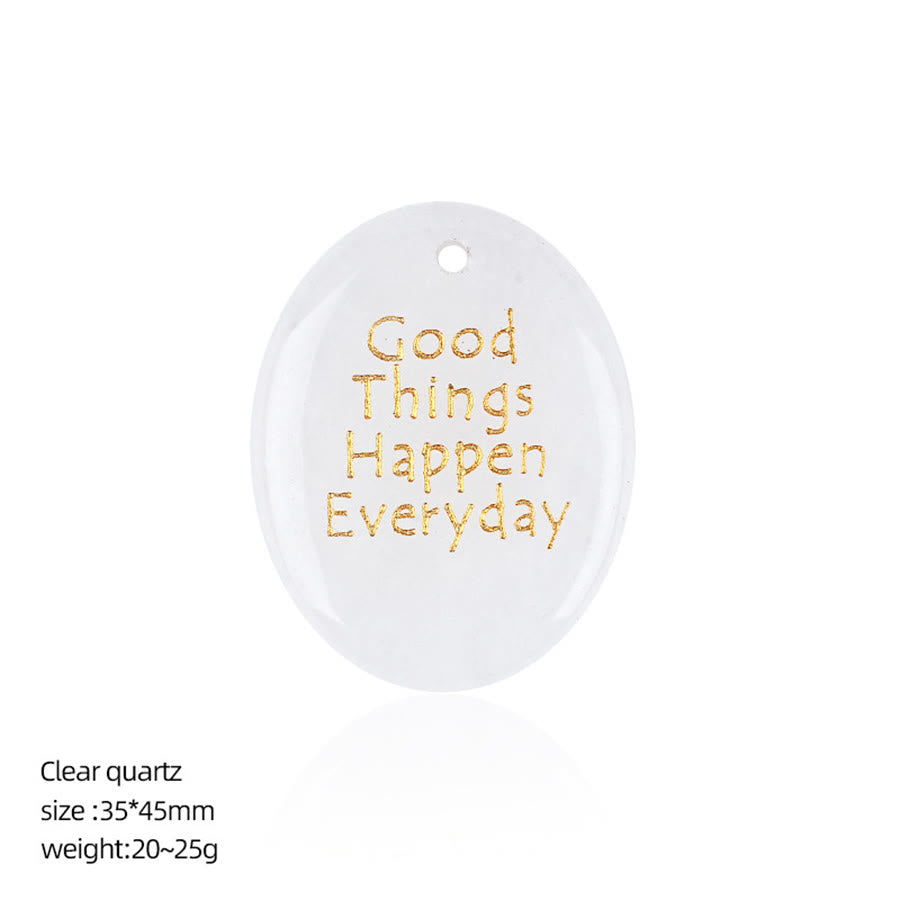 Olivenorma "Good Things Happen Everyday" Positive Quote Natural Gemstone Worry Stone - Clear Quartz - image 33
