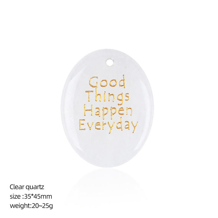 Olivenorma "Good Things Happen Everyday" Positive Quote Natural Gemstone Worry Stone - Clear Quartz - image 33