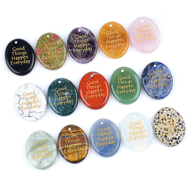 Olivenorma "Good Things Happen Everyday" Positive Quote Natural Gemstone Worry Stone - image 2