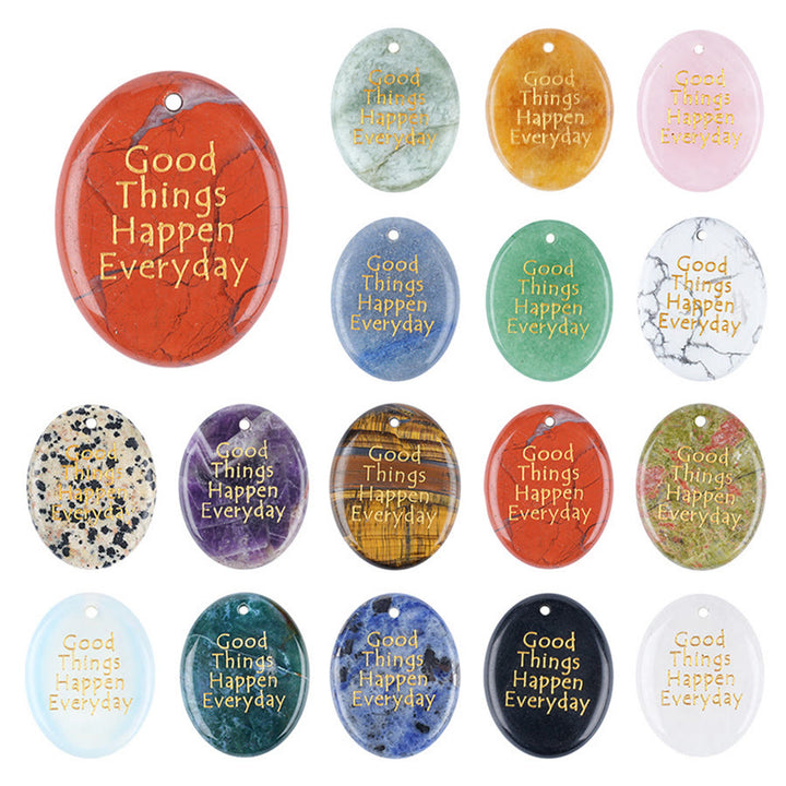 Olivenorma "Good Things Happen Everyday" Positive Quote Natural Gemstone Worry Stone - image 1