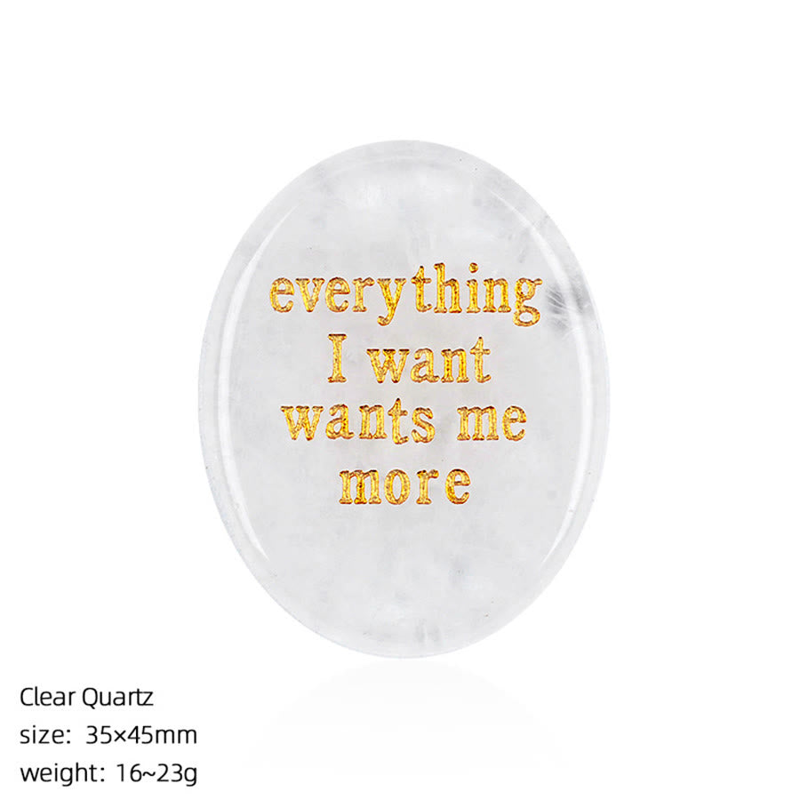 Olivenorma "Everything I Want Wants Me More" Engraved Pocket Calming Worry Stone - Clear Quartz - image 27