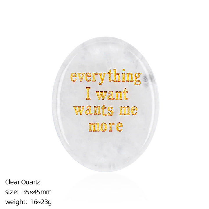 Olivenorma "Everything I Want Wants Me More" Engraved Pocket Calming Worry Stone - Clear Quartz - image 27