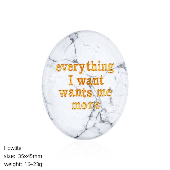 Olivenorma "Everything I Want Wants Me More" Engraved Pocket Calming Worry Stone - Howlite - image 25