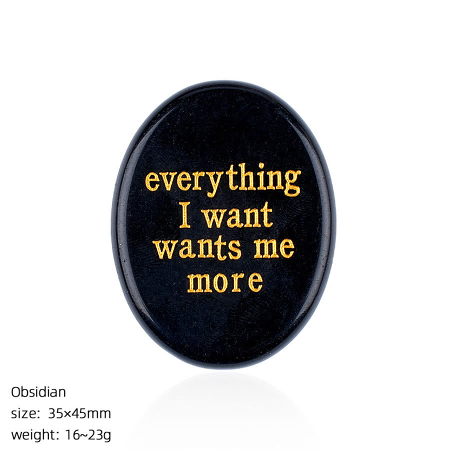 Olivenorma "Everything I Want Wants Me More" Engraved Pocket Calming Worry Stone - Obsidian - image 18