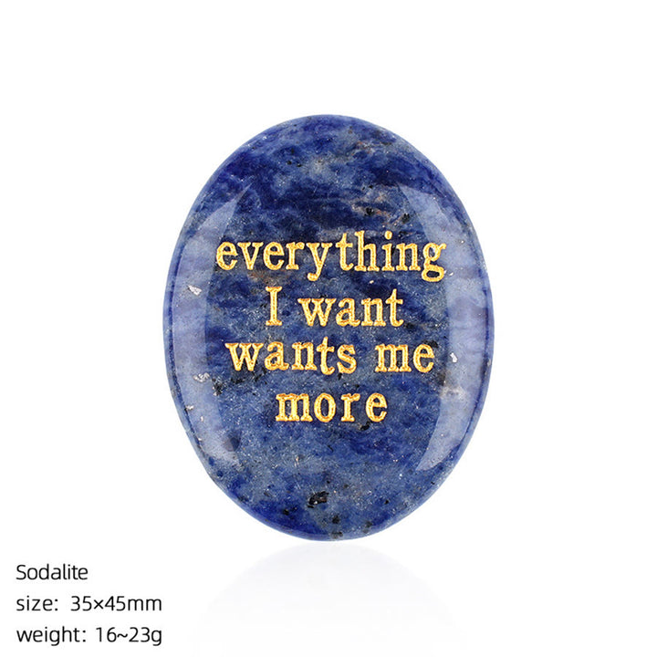 Olivenorma "Everything I Want Wants Me More" Engraved Pocket Calming Worry Stone - Sodalite - image 29