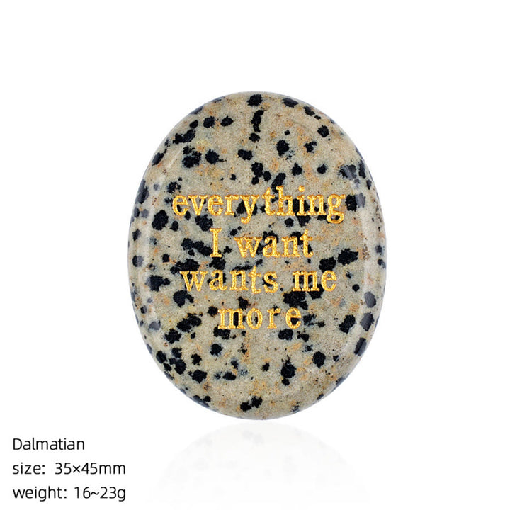 Olivenorma "Everything I Want Wants Me More" Engraved Pocket Calming Worry Stone - Dalmatian Jasper - image 23