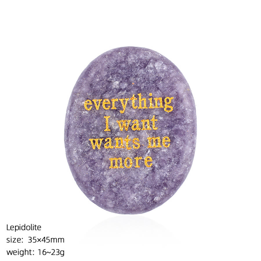 Olivenorma "Everything I Want Wants Me More" Engraved Pocket Calming Worry Stone - Lepidolite - image 5