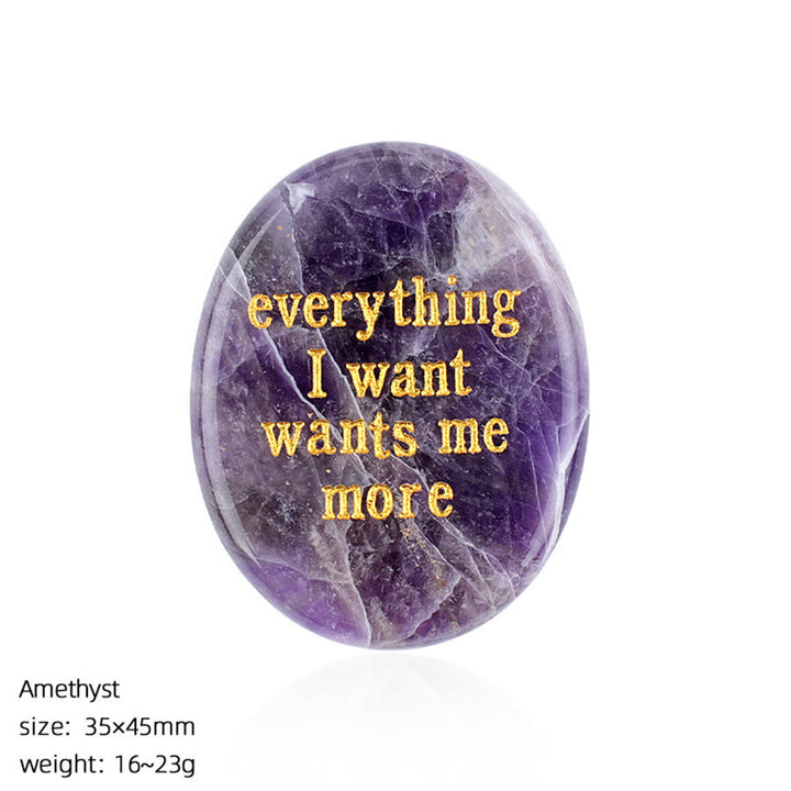Olivenorma "Everything I Want Wants Me More" Engraved Pocket Calming Worry Stone - Amethyst - image 3